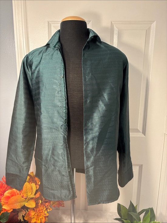 Barry wang Other - Barry Wang Men’s Medium Teal Green Silk Blend Long Sleeve Dress Shirt.